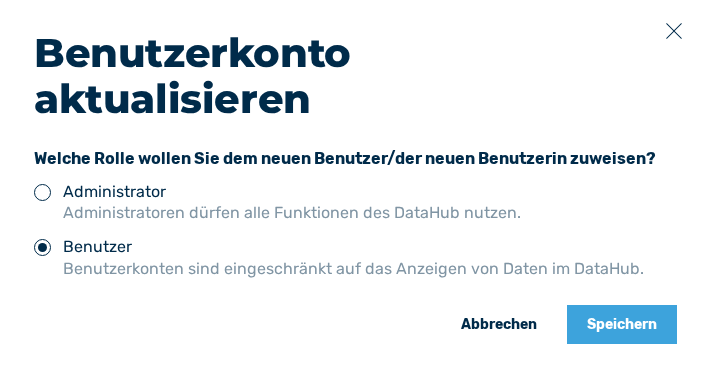 Dialog Benutzerkonto aktualisieren
